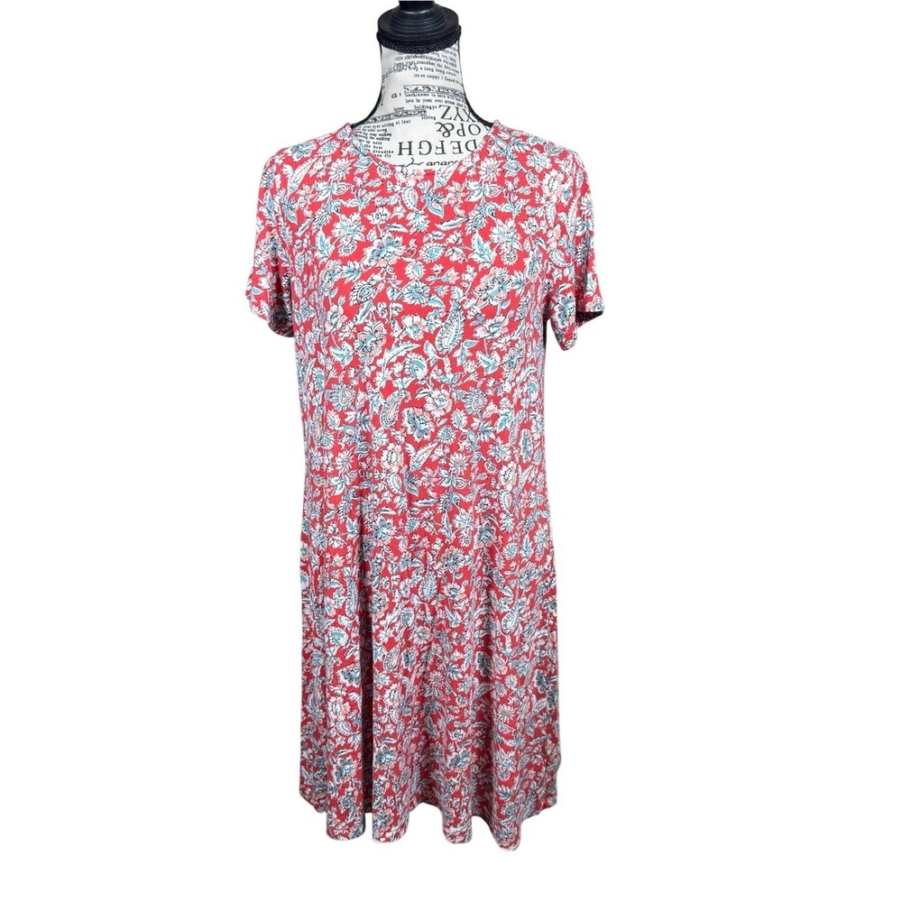 Old Navy Red Floral Midi Swing Dress